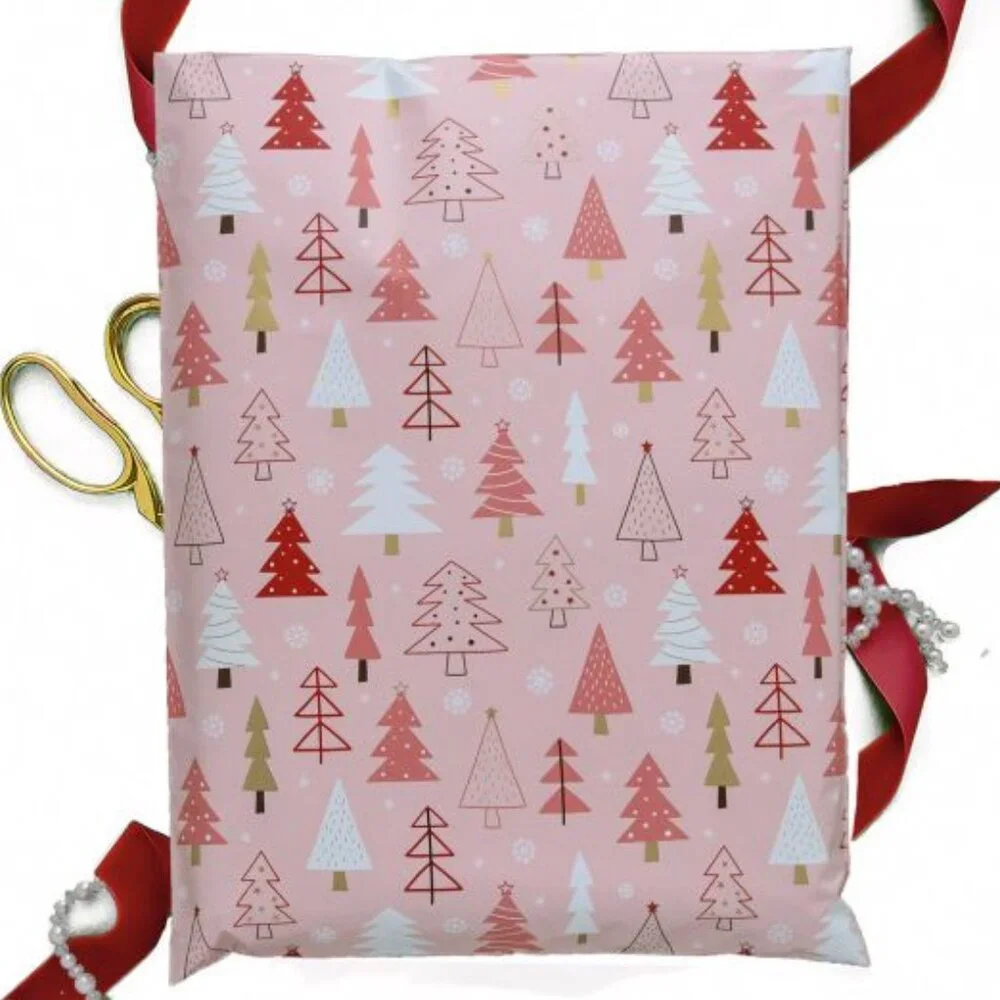 Pink Christmas Trees Poly Mailers 14x17 Pack of 25